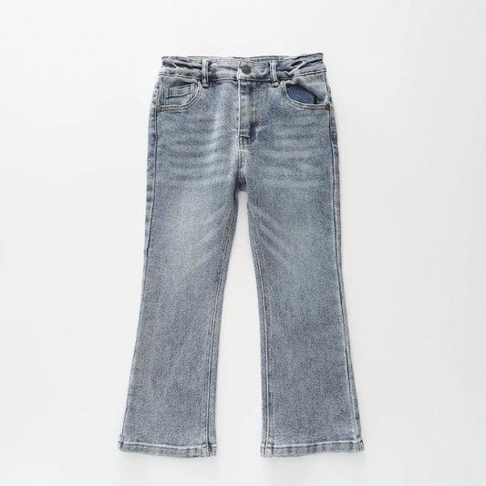 Girls Mid Blue Denim Flares Ollies Place