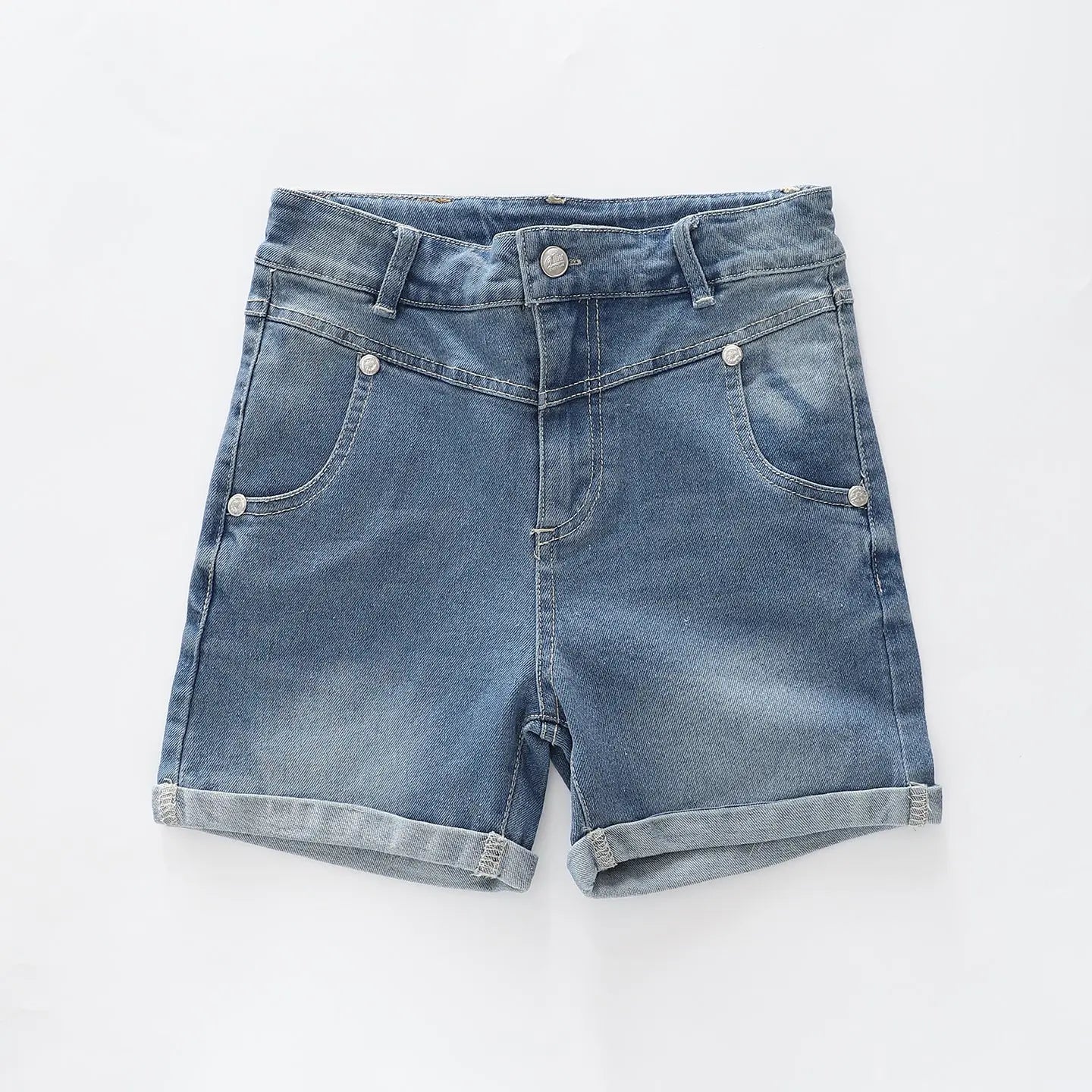 Girls Mid-blue Faded Denim Shorts Ollies Place