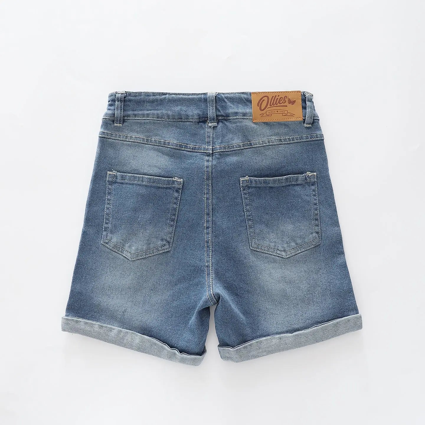 Girls Mid-blue Faded Denim Shorts Ollies Place