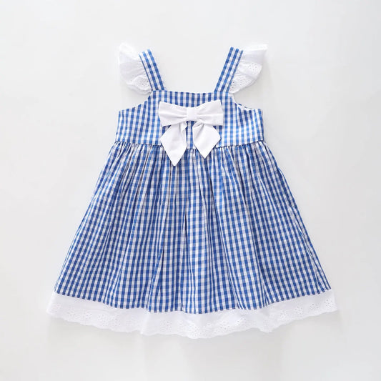 Girls Navy Checked Dress Ollies Place