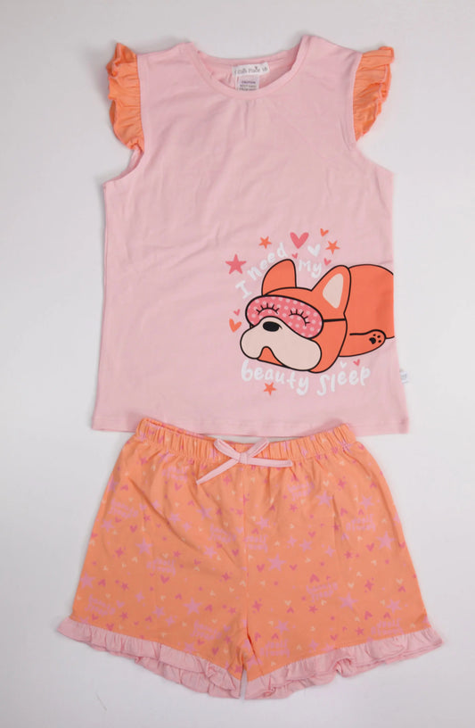 Girls Peach and Pink Pyjama Set Ollies Place Kidswear