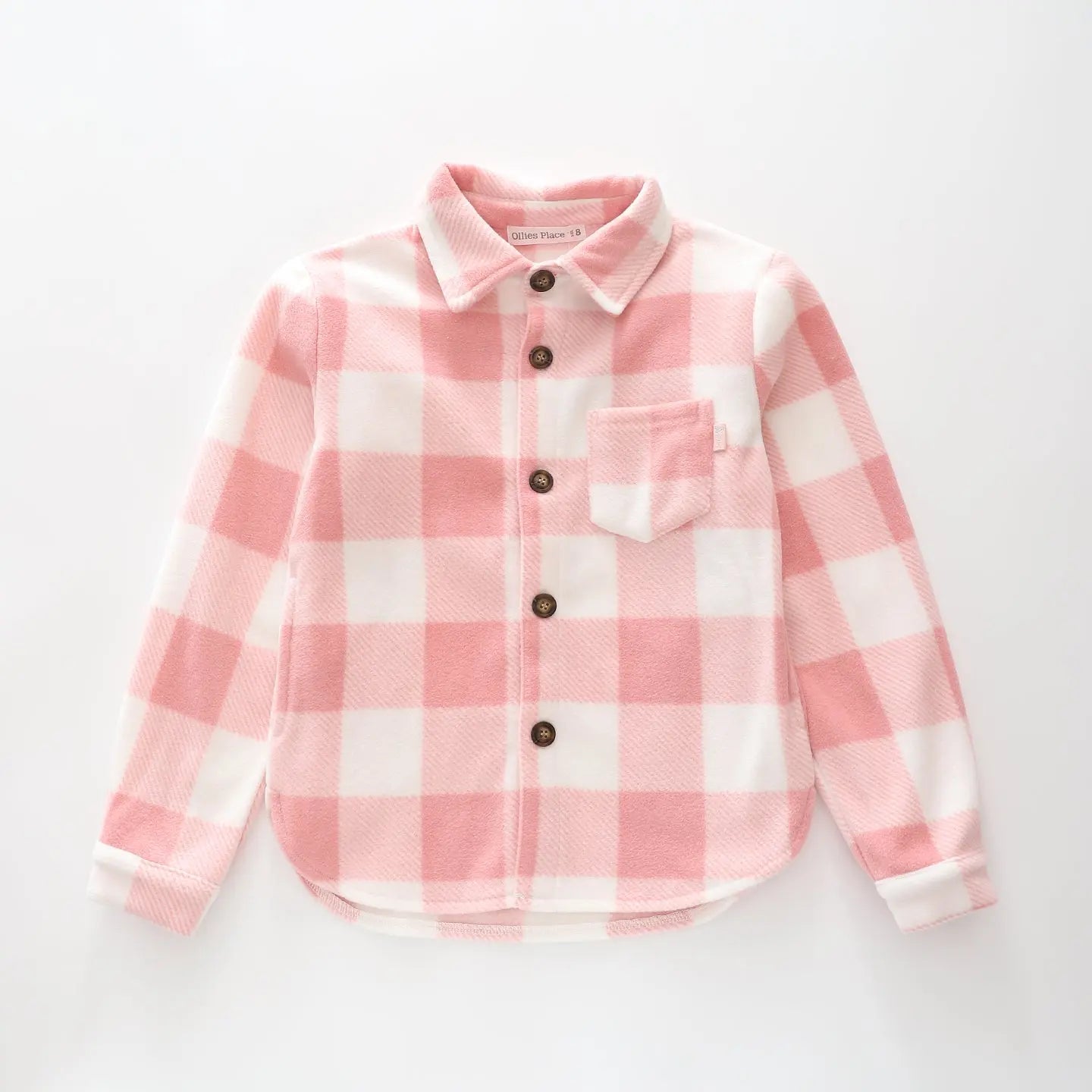 Girls Pink Check Overshirt Ollies Place