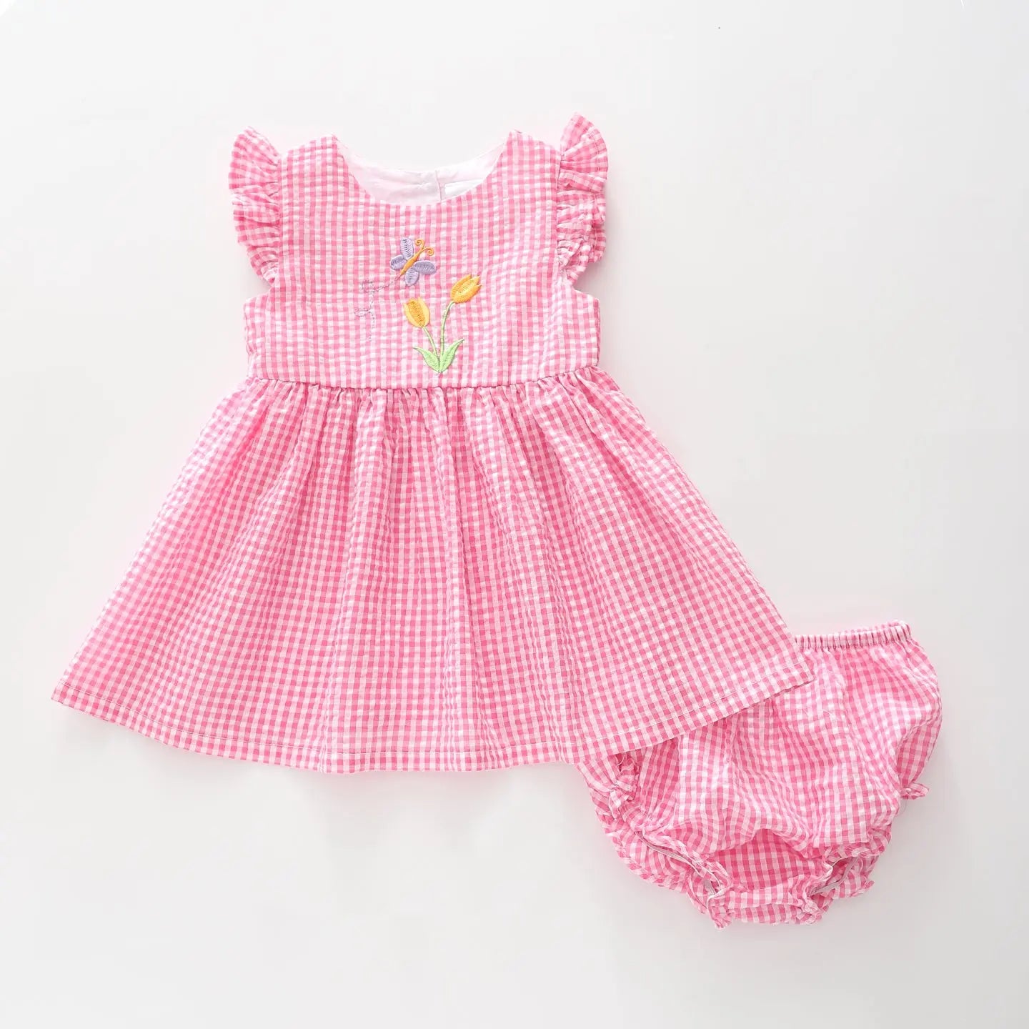 Girls Pink Gingham Set Ollies Place