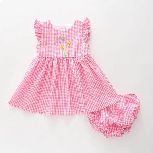 Girls Pink Gingham Set Ollies Place