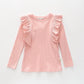 Girls Pink Ribbed Ruffle LS Top Ollies Place