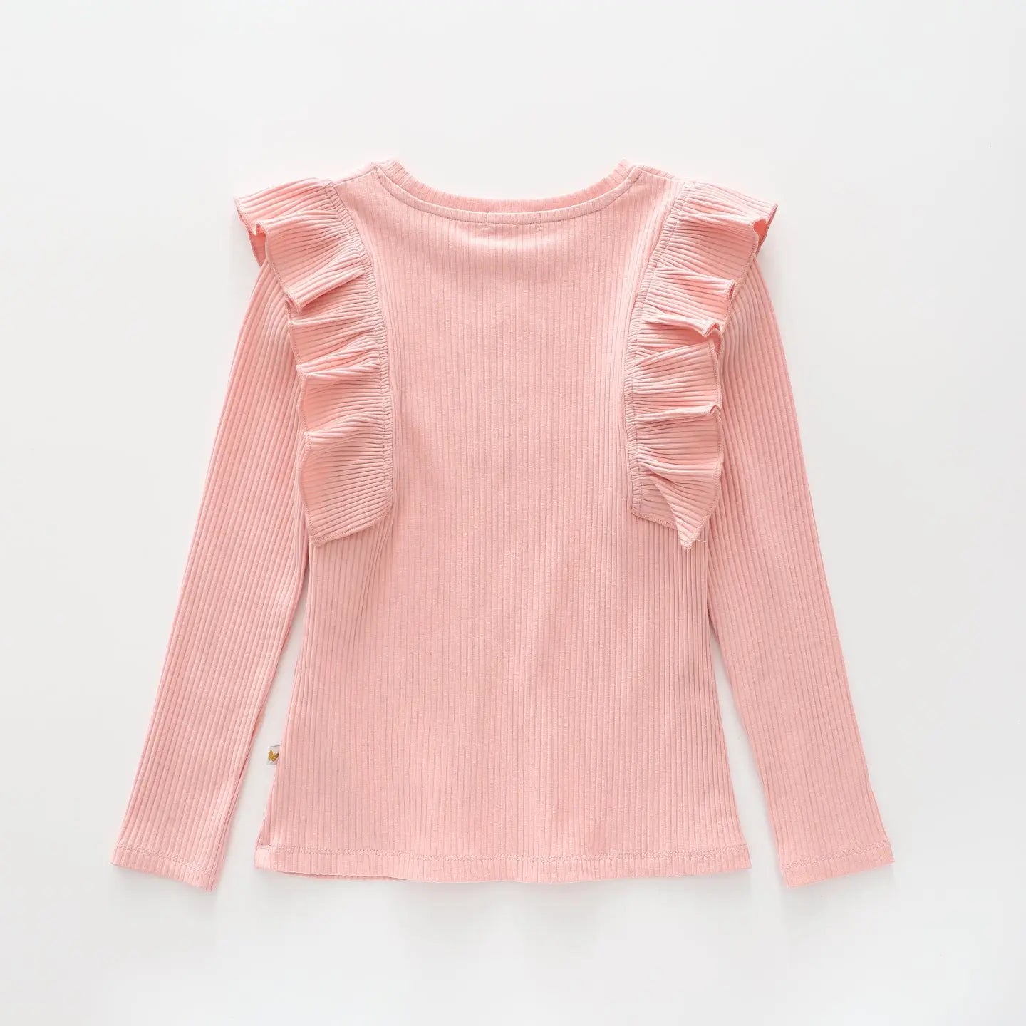 Girls Pink Ribbed Ruffle Top Ollies Place