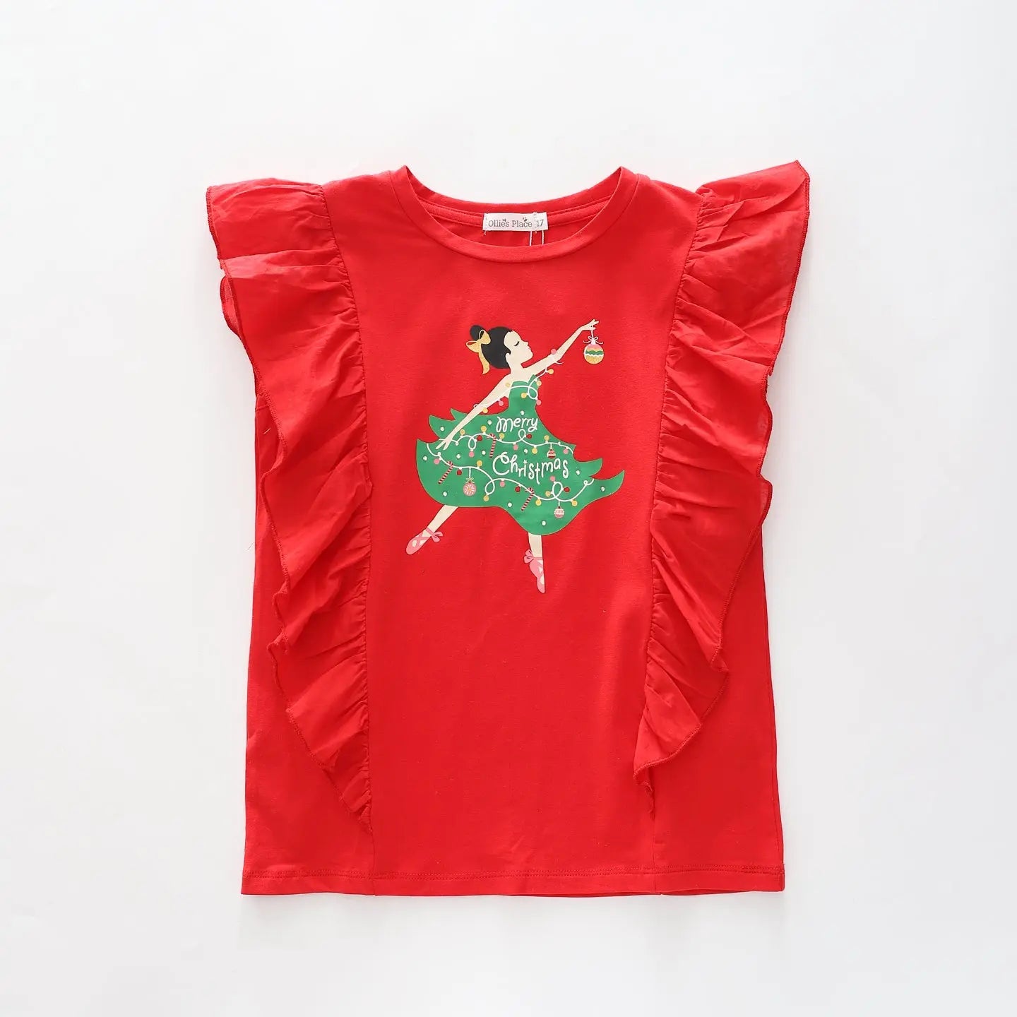 Girls Red Christmas Tee Ollies Place