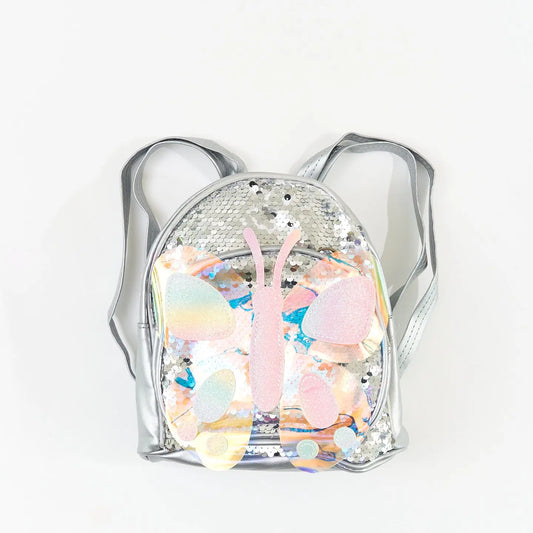 Girls Sequin Butterfly Backpack Silver Ollies Place