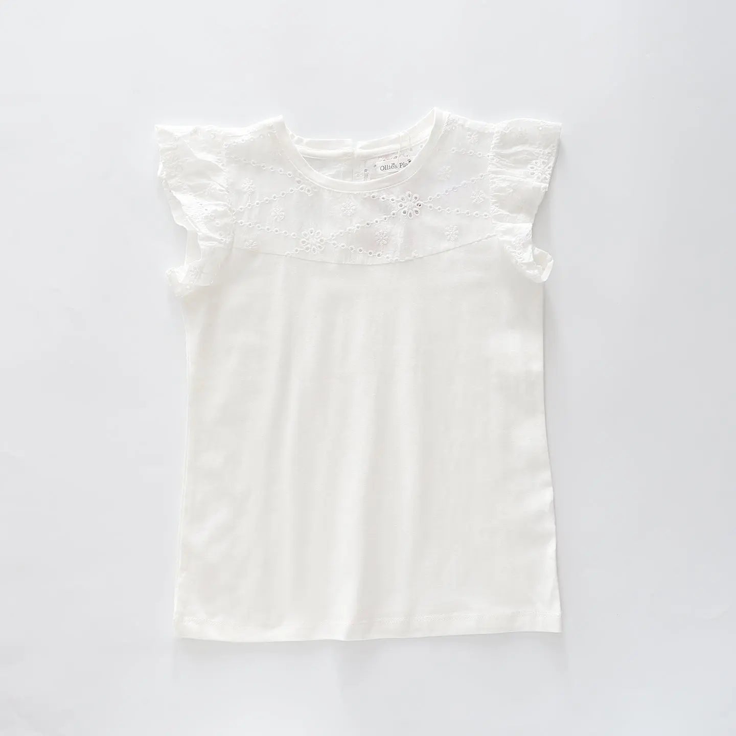 Girls White Broderie Detail Top Ollies Place