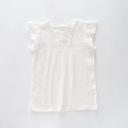 Girls White Broderie Detail Top Ollies Place