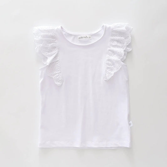 Girls White Eyelet Top Ollies Place