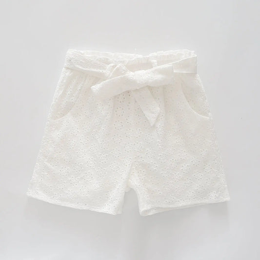 Girls White Lace Cut Out Detail Shorts Ollies Place