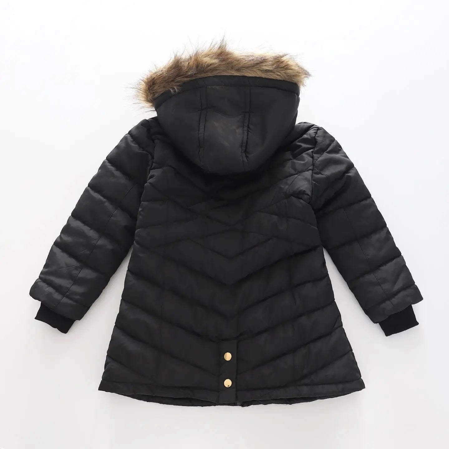 Girls' Black Long Line Puffer Coat Ollies Place