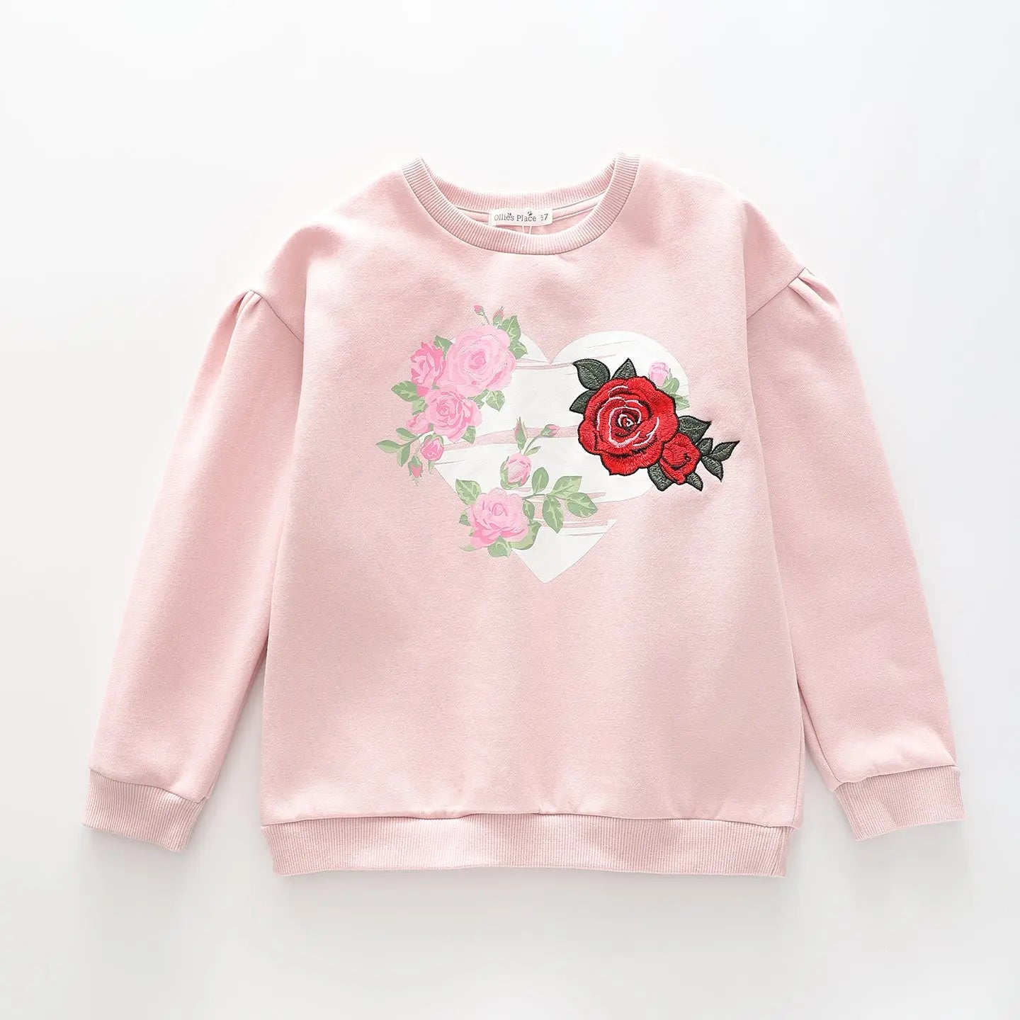 Girls' Crystal Pink Puffy Sleeve Sweat Top Ollies Place