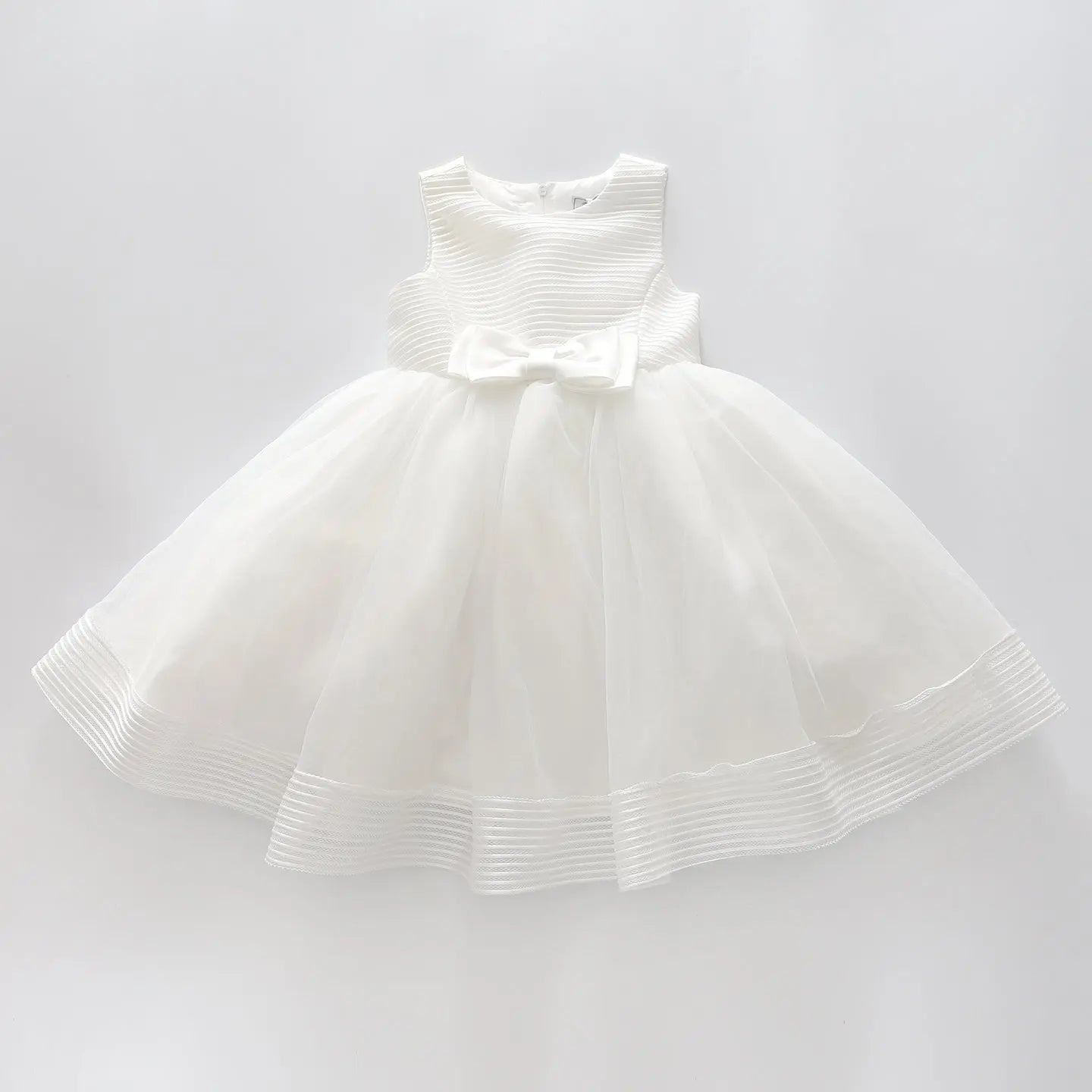 Girls' Elegant Tulle Formalwear Dress - White Ollies Place