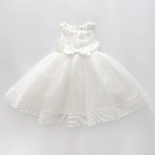 Girls' Elegant Tulle Formalwear Dress - White Ollies Place