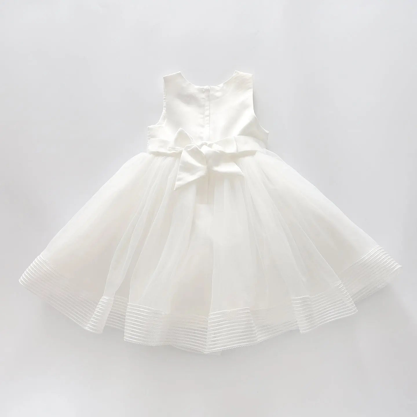 Girls' Elegant Tulle Formalwear Dress - White Ollies Place