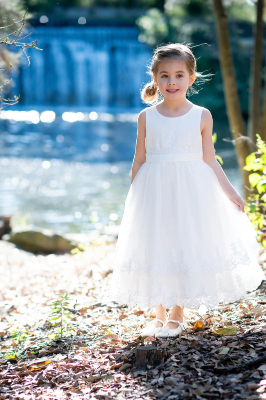 Girls' Ivory Tiered Tulle Formal Occasion Dress Ollies Place