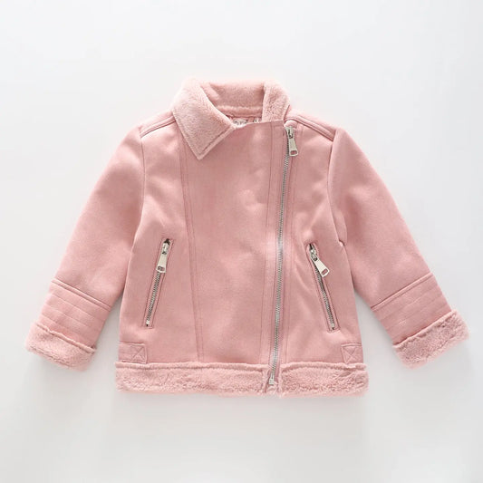 Girls' Pink Faux Suede Jacket Ollies Place