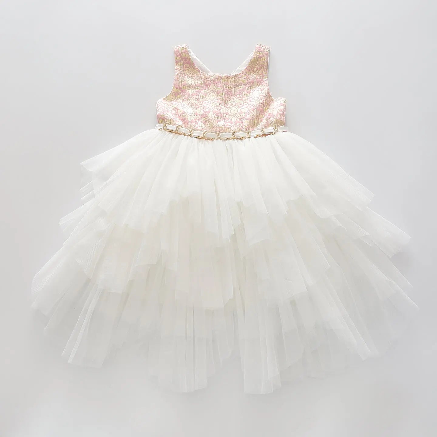 Girls' Pink and Gold Tulle Party Dress Ollies Place