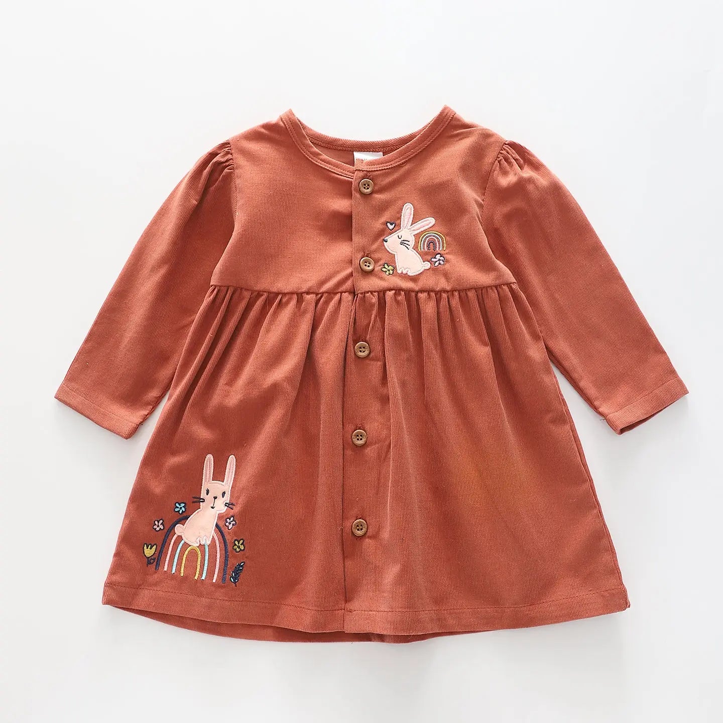 Girls' Rainbow Bunny Cord Dress Ollies Place