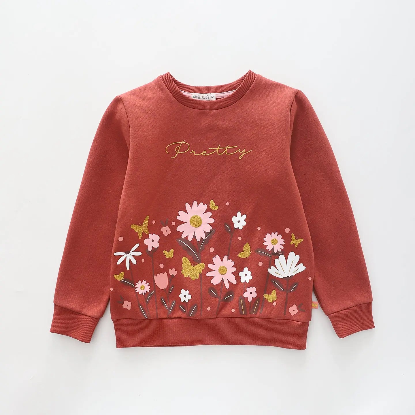 Glitter Florals, Older Girls Sweat Top Ollies Place