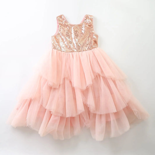 Gold Sparkle Layered Tulle Formal Dress - Girl Ollies Place