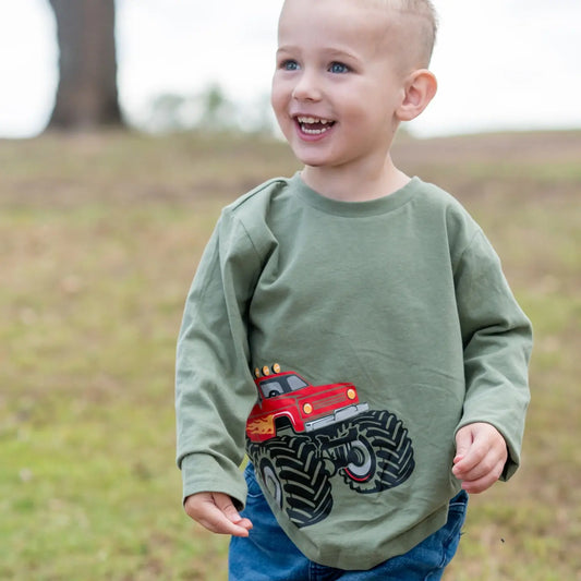 Green Monster Truck LS Tee Ollies Place