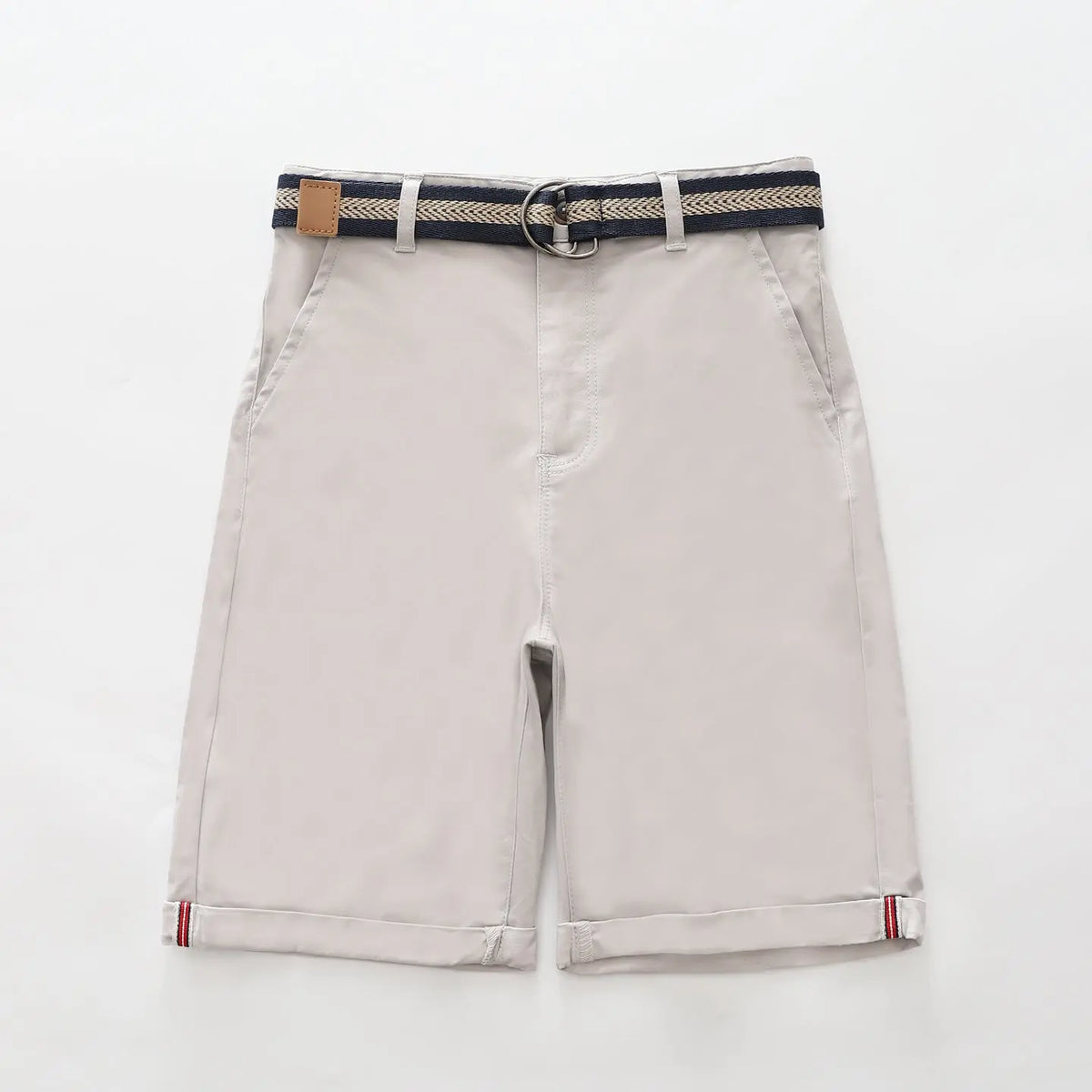 Grey Chino Shorts with Woven Belt Ollies Place