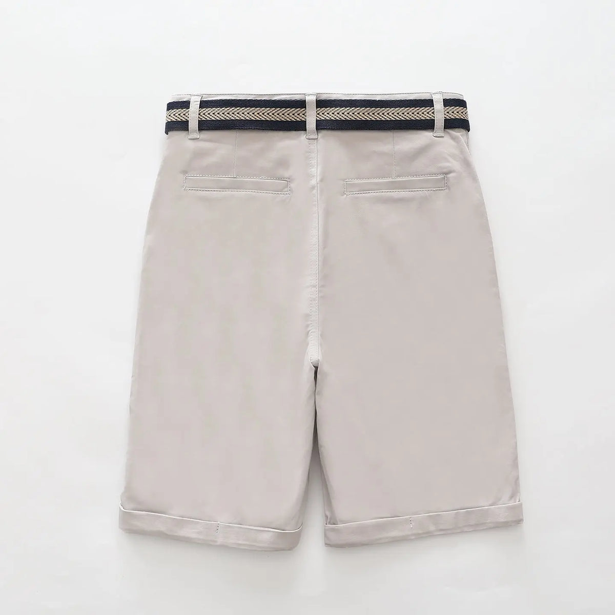 Grey Chino Shorts with Woven Belt Ollies Place