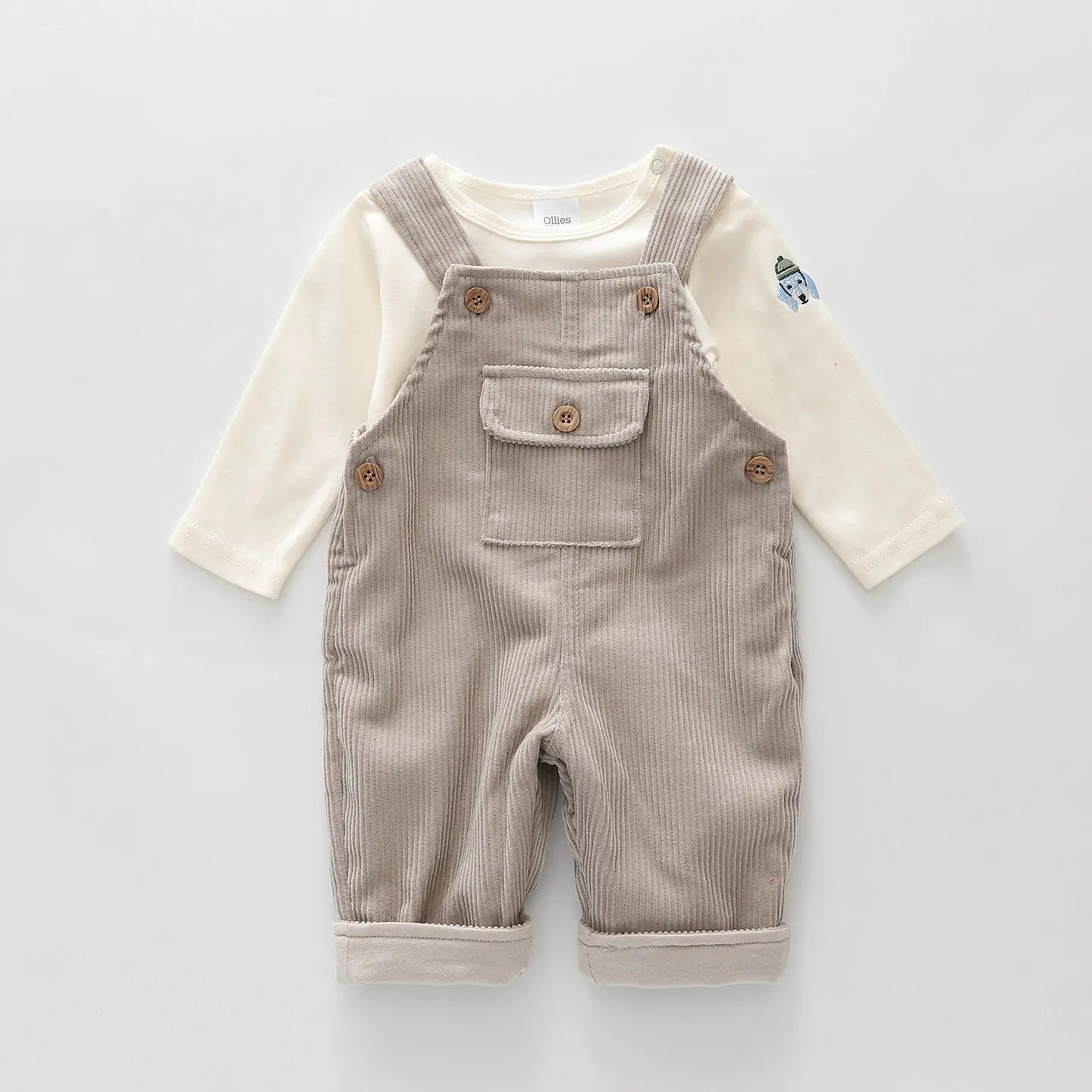 Grey Chunky Cord Overalls Set Ollies Place