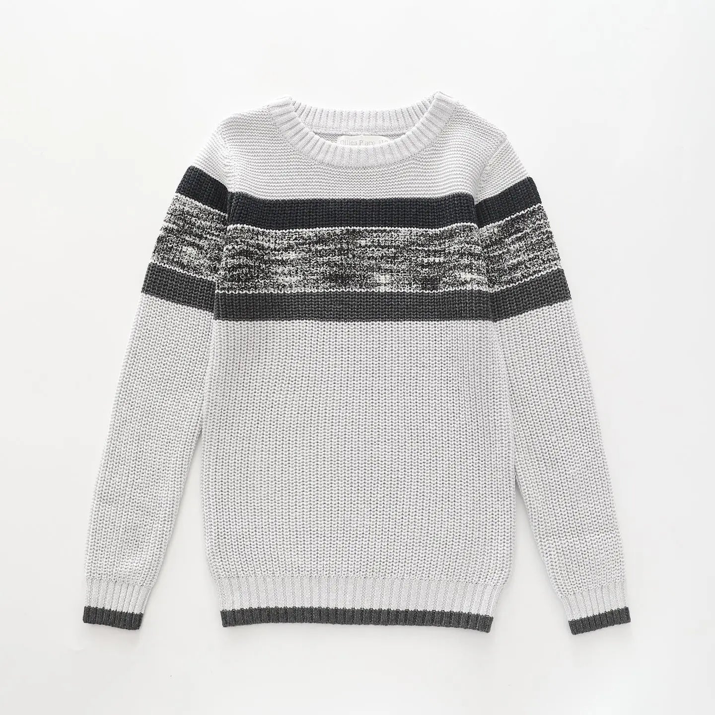 Grey and Black Waffle Knit, Older Boys Jumper Ollies Place