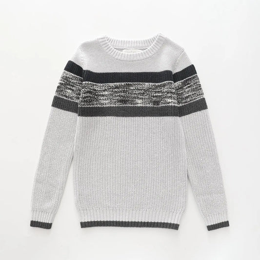 Grey and Black Waffle Knit, Older Boys Jumper Ollies Place