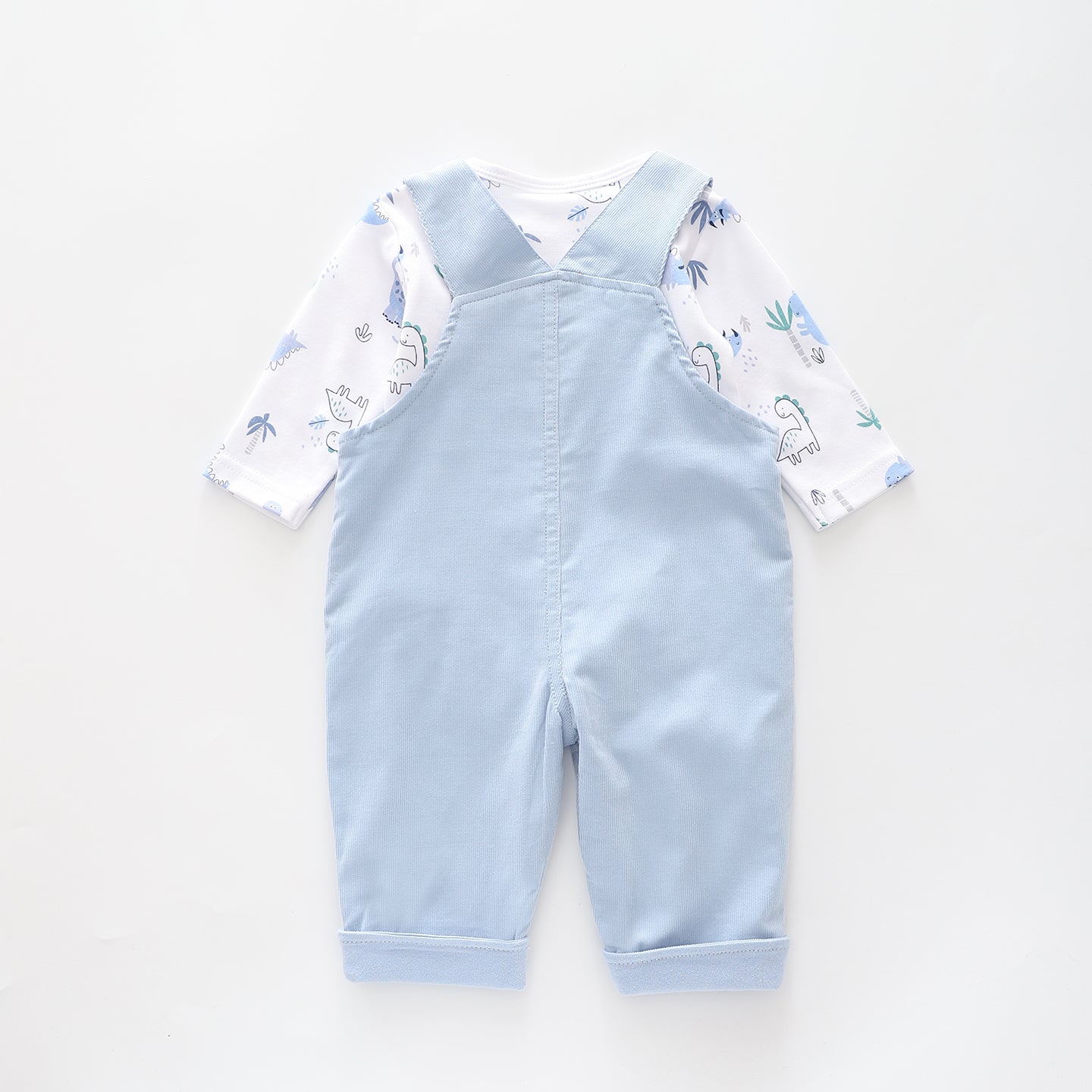 Little Blue Dino, Baby Boys Overalls Set Ollies Place