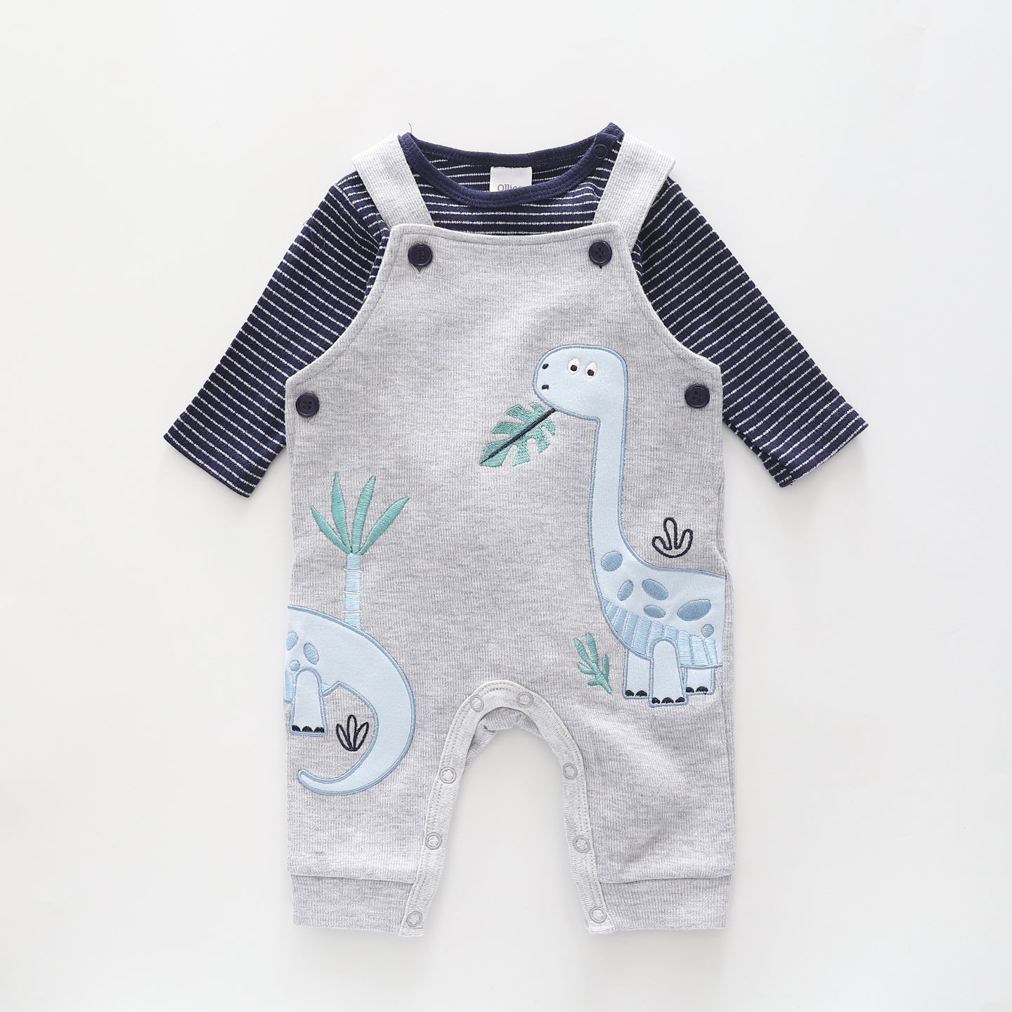 Cool Dude Dino, Baby Boys Overalls Set Ollies Place