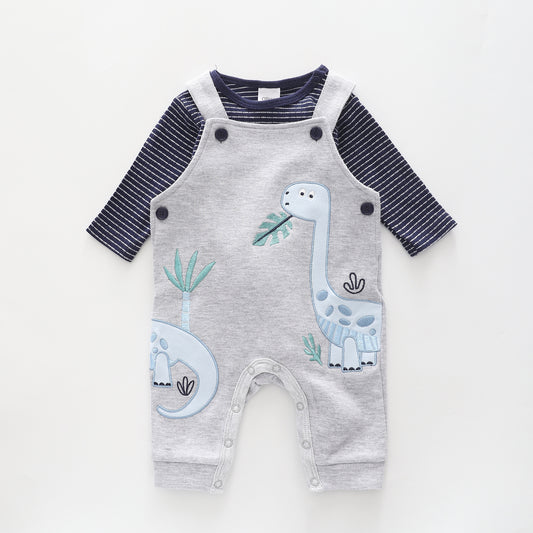 Cool Dude Dino, Baby Boys Overalls Set Ollies Place