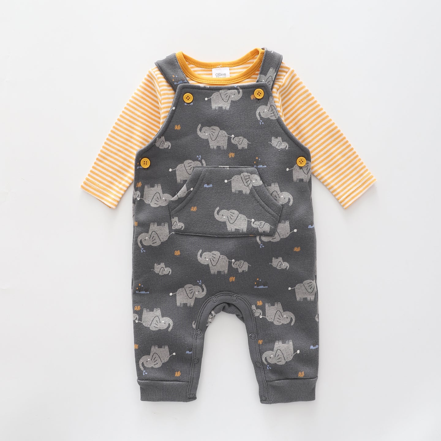 Little Elephant, Baby Boys Overalls Set Ollies Place