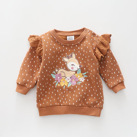 Vintage Deer, Baby Girls Sweat Top Ollies Place