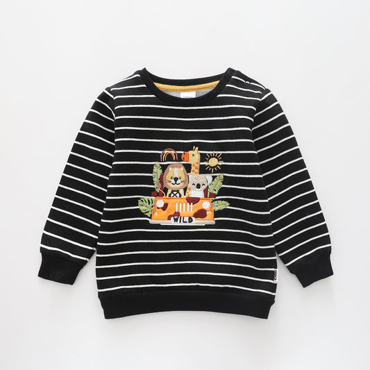 On Safari - Stripes, Infant Boys Sweat Top Ollies Place