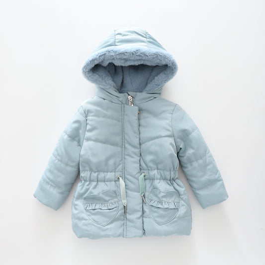 Blue Hearts, Infant Girls Hooded Coat