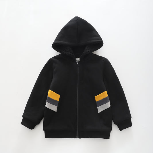 Black Stripe, Boys Zip Up Hoodie Ollies Place