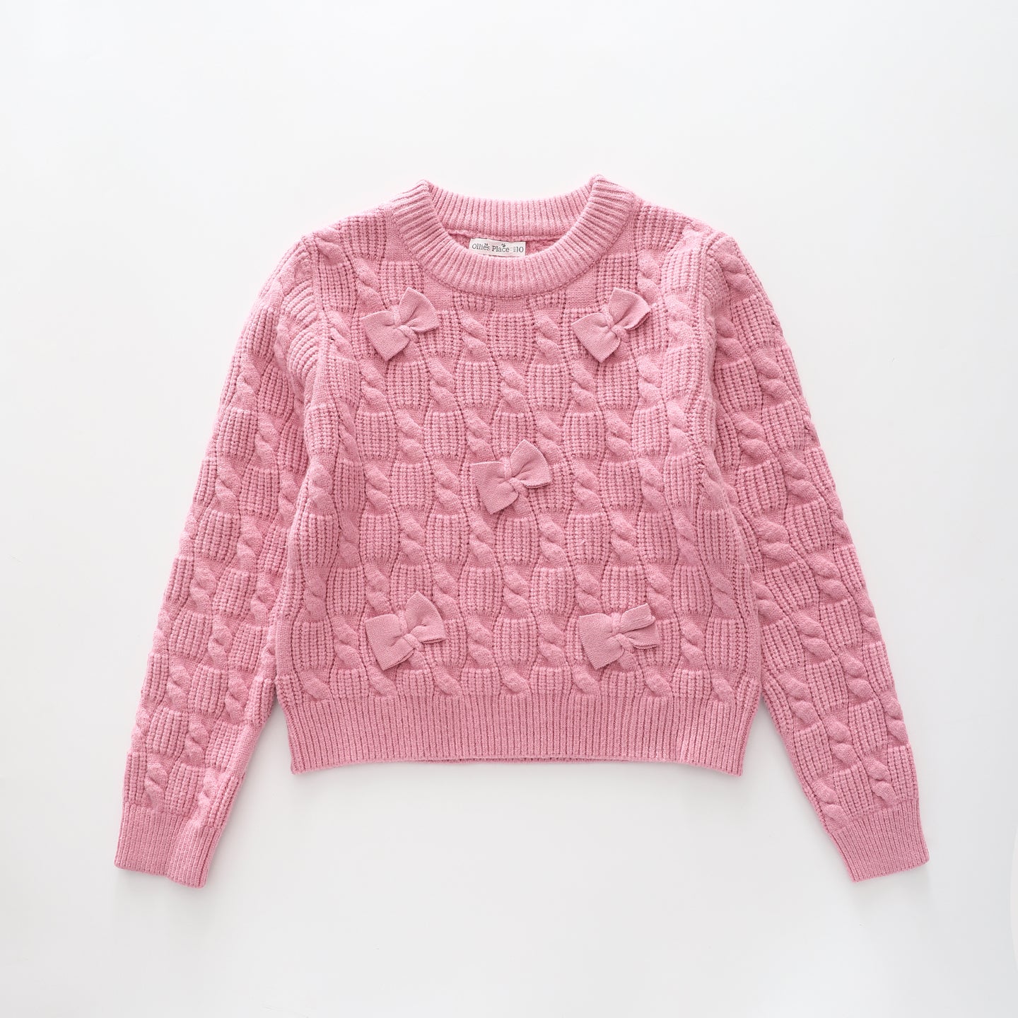 Pink Bow, Older Girls Knit Jumper Ollies Place