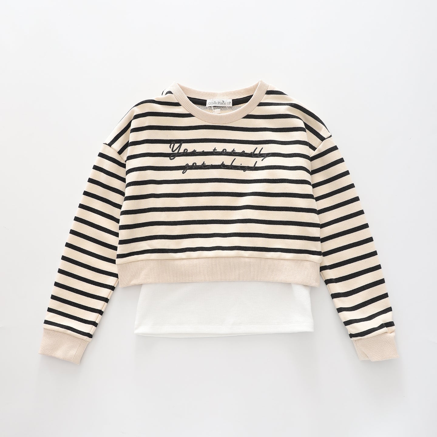 Black Stripes, Older Girls Crop Sweat Top Ollies Place