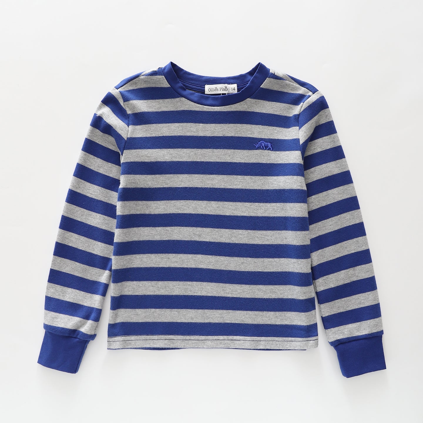 Blue and Grey Stripe LS Tee