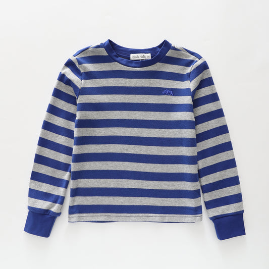 Blue and Grey Stripe LS Tee