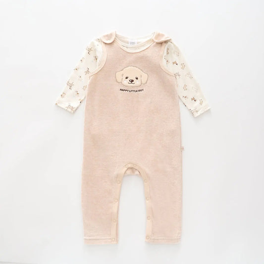 Happy Puppy Velour Overalls Set Ollies Place