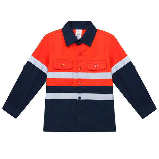 Hi Vis Tradie Work Shirt - Orange Ollies Place