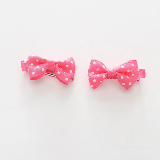 Hot Pink Polka Dot Bow Hair Clips 2 Pack Ollies Place