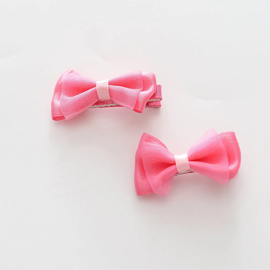 Hot Pink Satin Bow Hair Clips 2 Pack Ollies Place