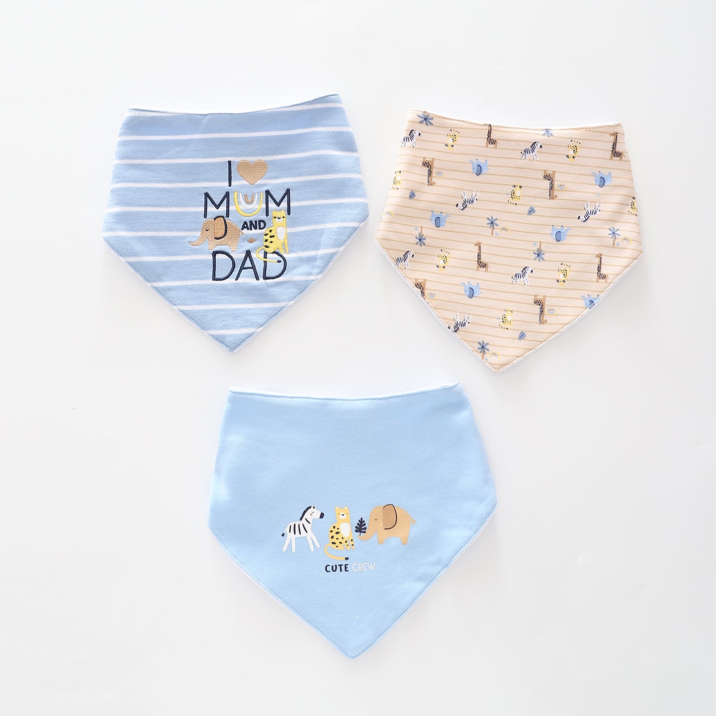 Baby Boys, Love Mum and Dad 3pc Bandana Bib Set Ollies Place